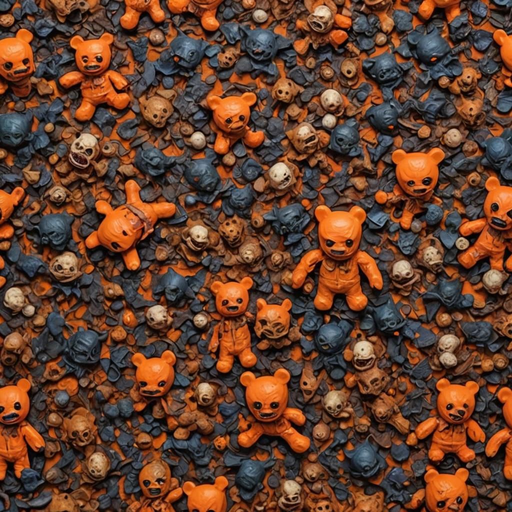 Batman Pinocchio Zombie Teddy Bear in Impasto Style