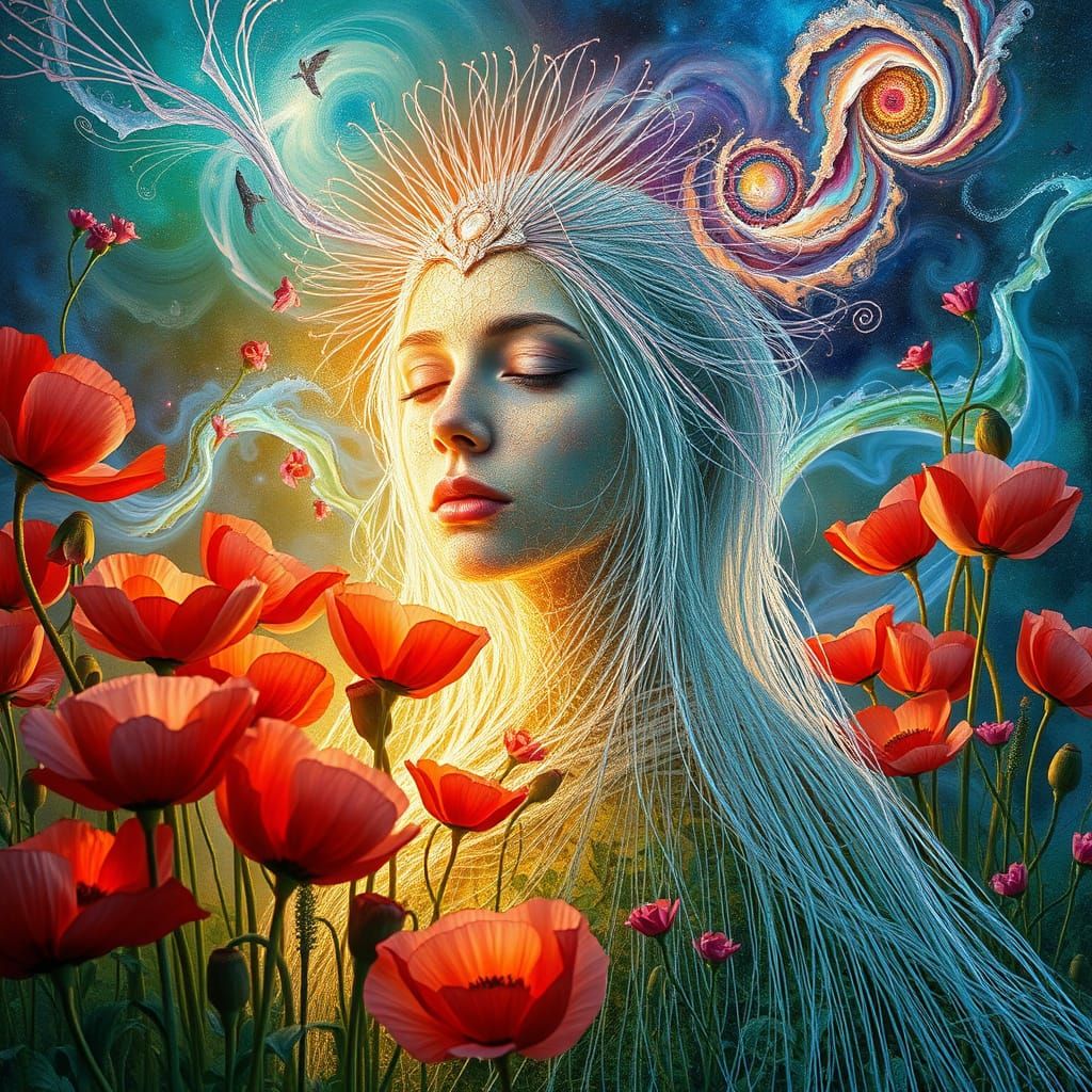 Ephemeral Eco-Art Portrait: Woven Woman in Nature