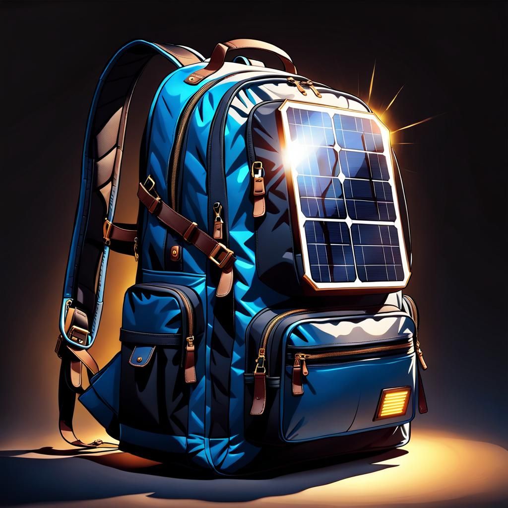 Solar Panel Backpack in Cel-Shaded Style