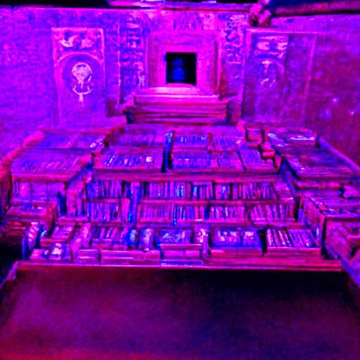 Ancient Library with Golden Treasure