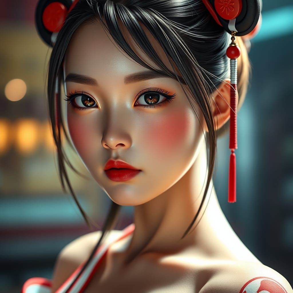 Surreal Portrait of Yae Miko in Hyper-Realistic Style
