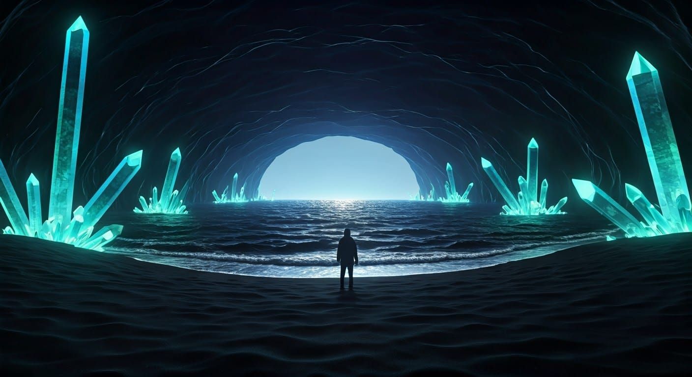 Ethereal Glow on a Subterranean Beach