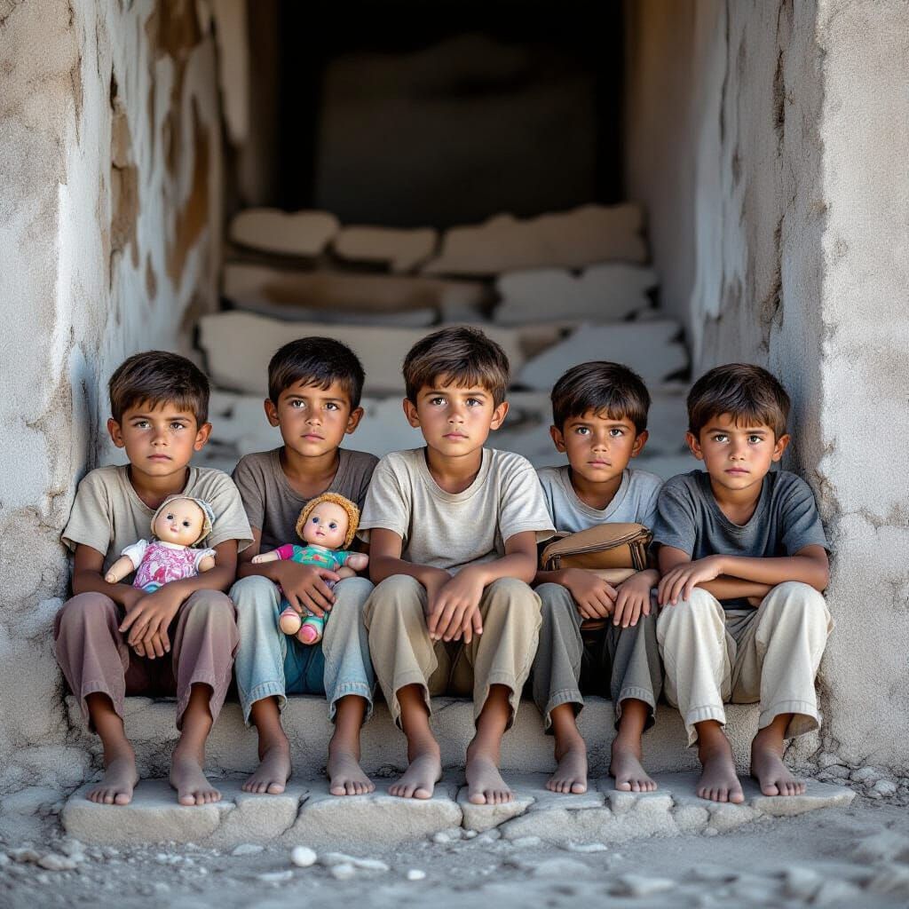 Boys on Crumbling Steps: Emotional Digital Painting