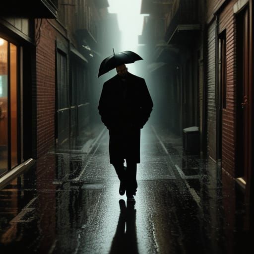 2Pac in Rainy Alley: Film Noir Cinematic Shot