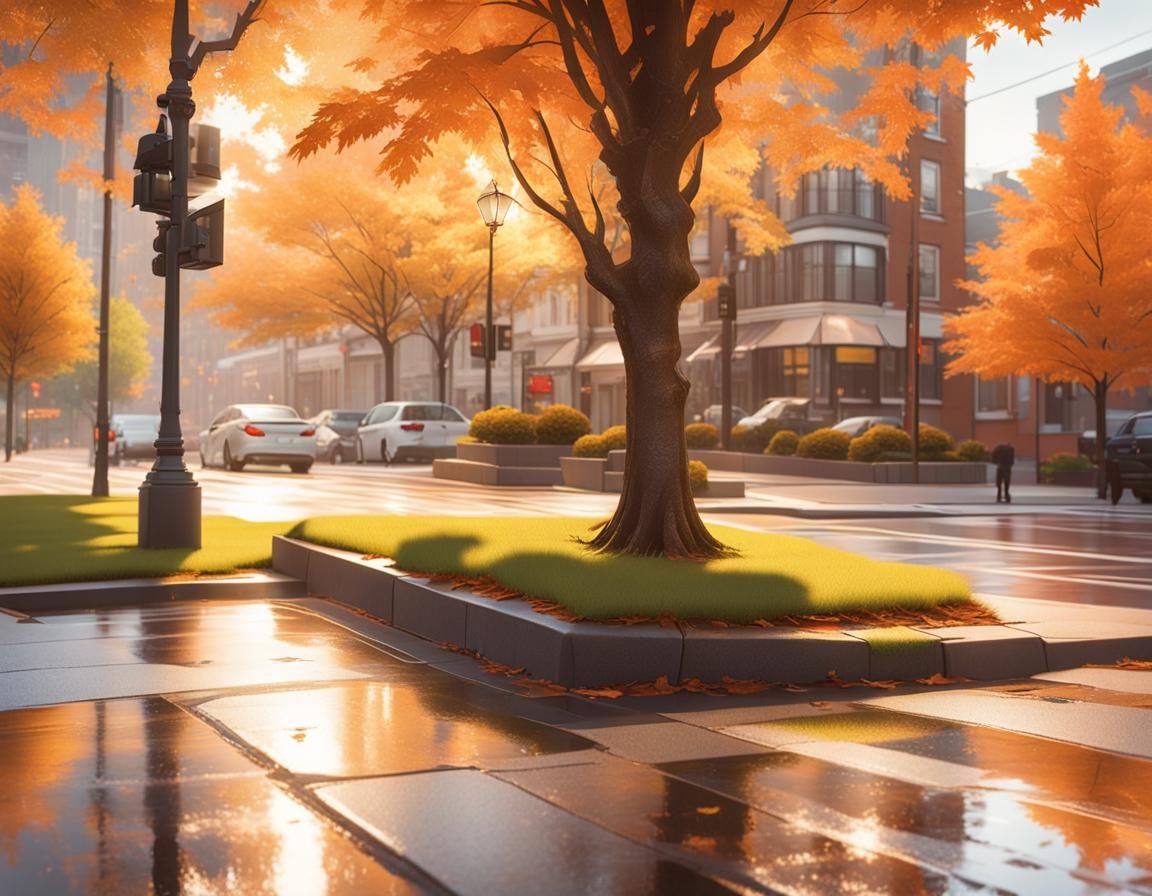 Nostalgic City Streetcorner with Volumetric Lighting