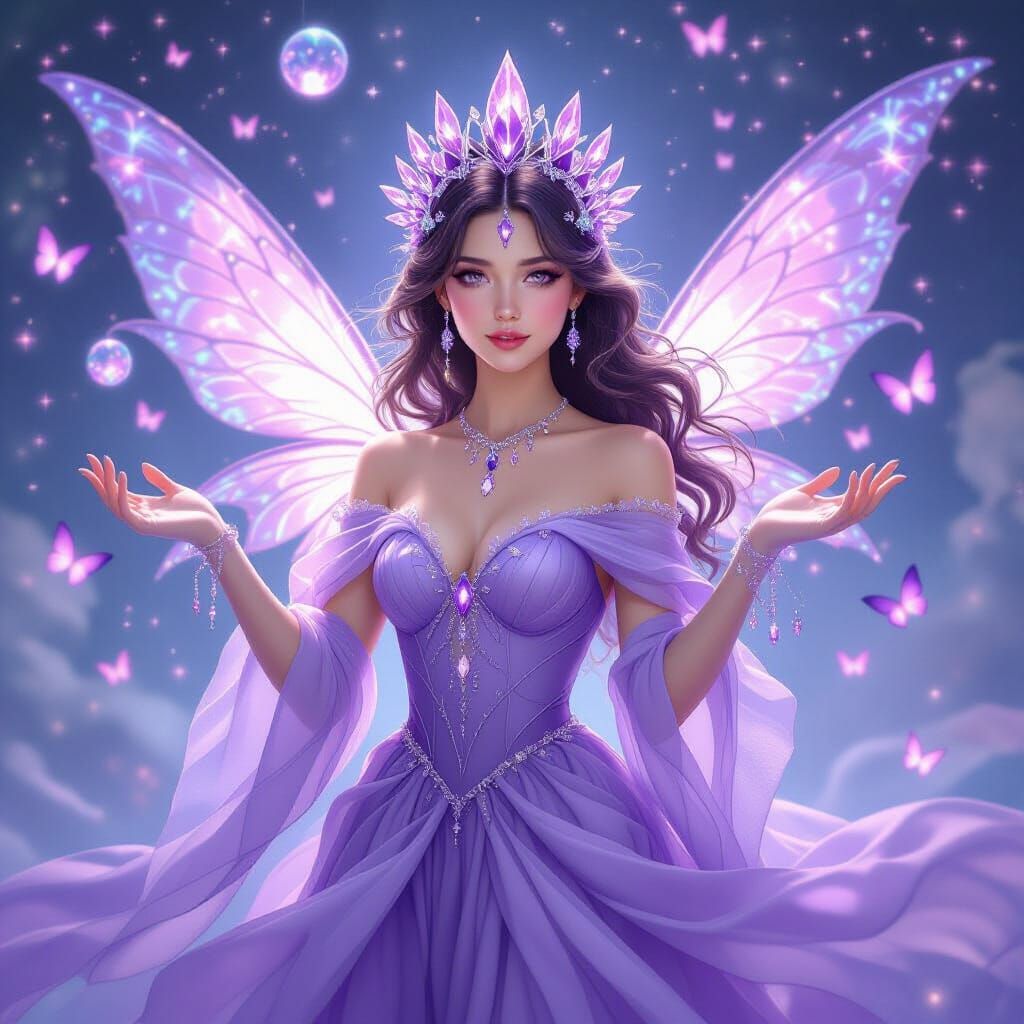 Amethyst Princess with Dreamcatcher Crown, in Art Nouveau St...