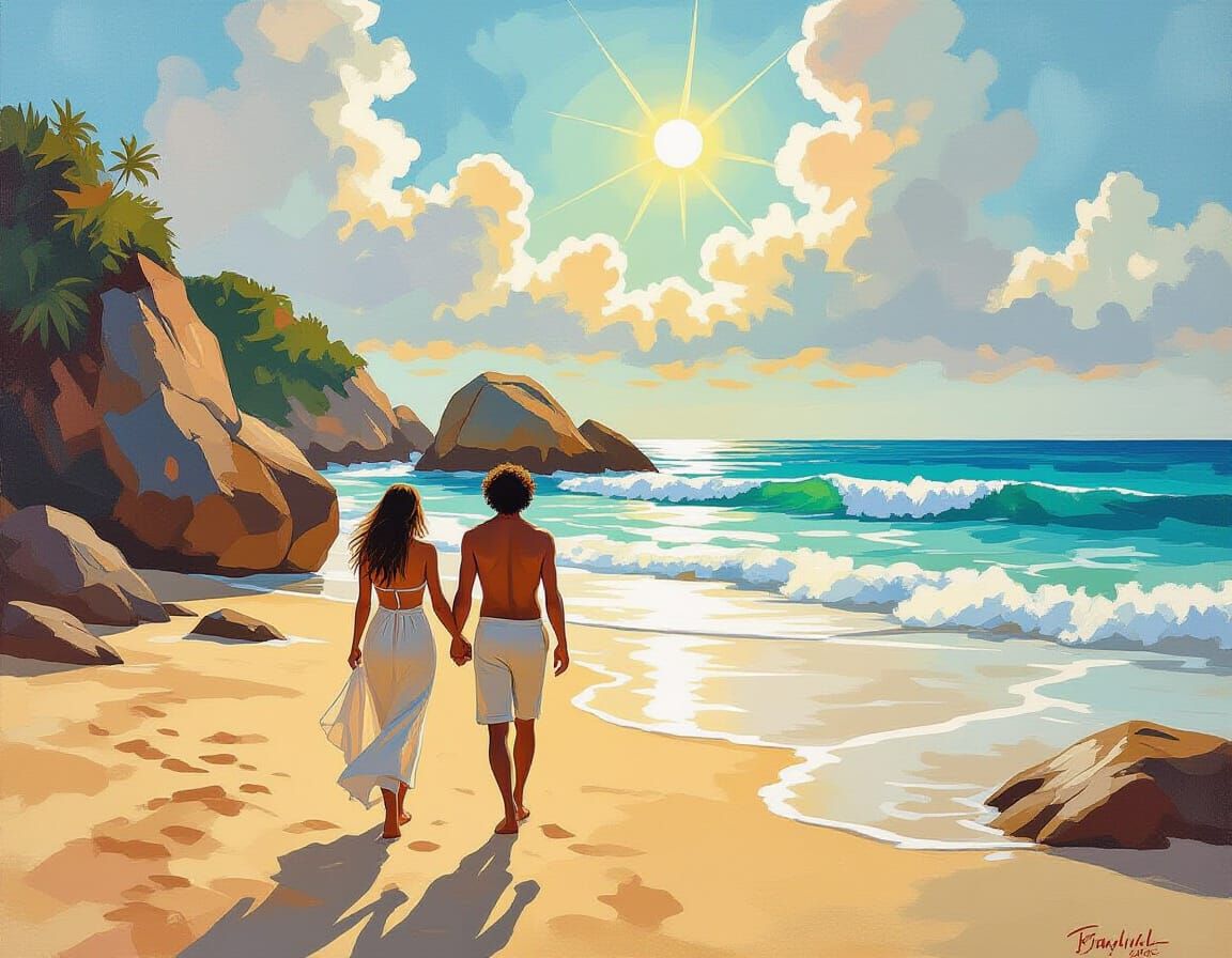 Brazilian Beach Scene in Expressive Style