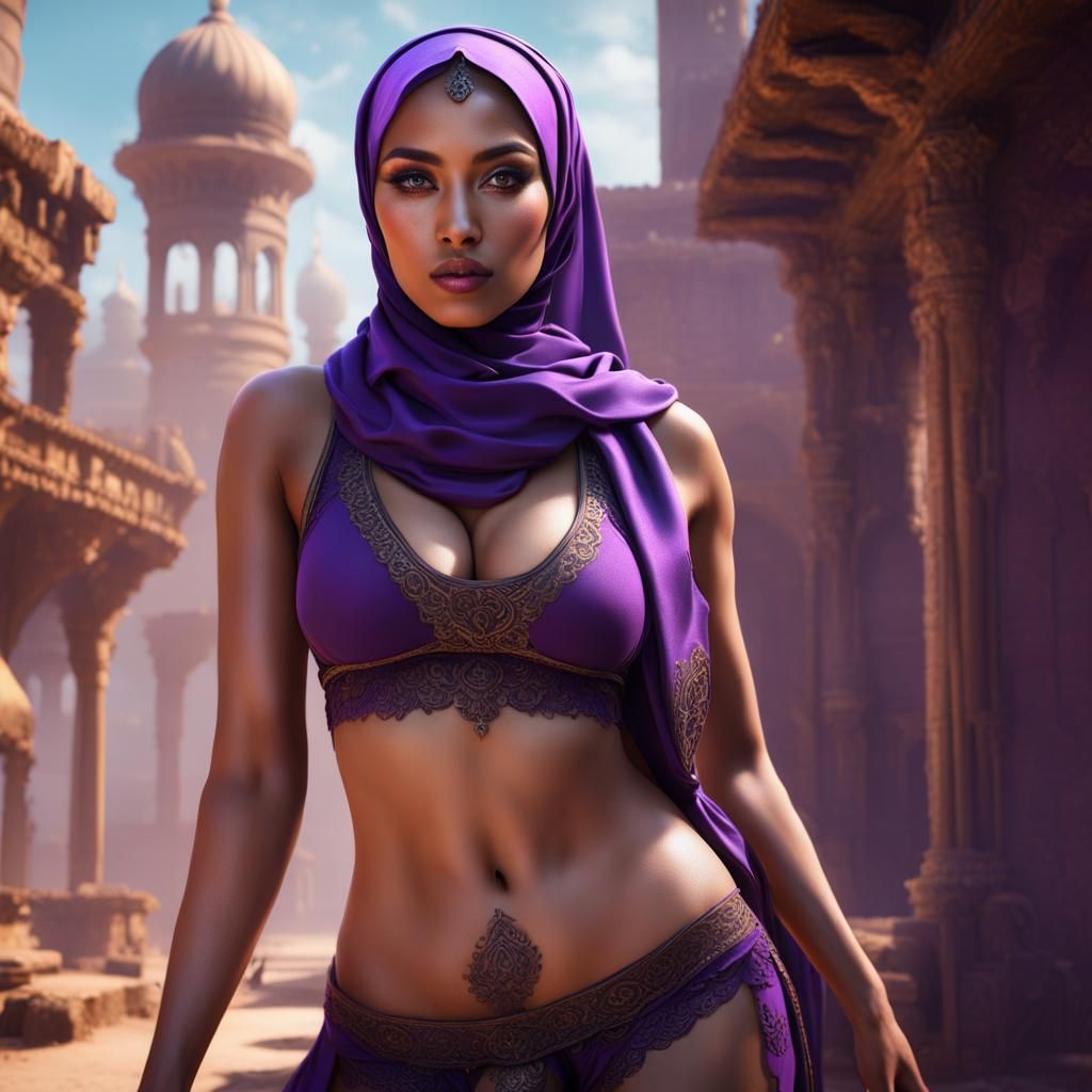 Woman in Hijab: Detailed Matte Painting in 8k