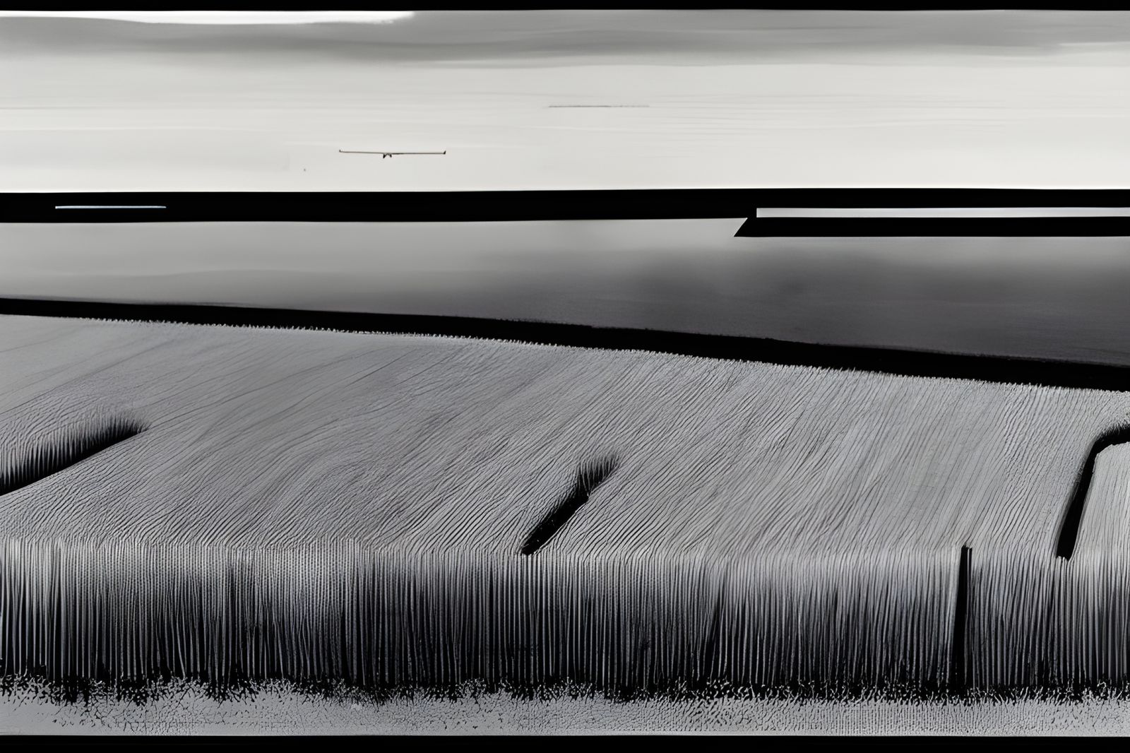 Surreal Fenland Landscape in Film Noir Style