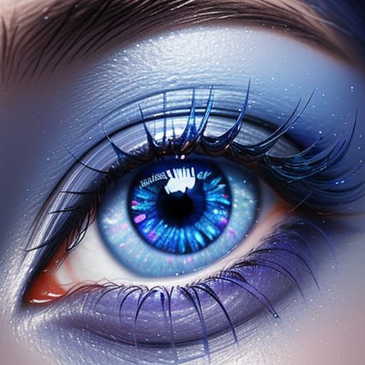 Dreamy Pixel Art Eye with Blue Iris