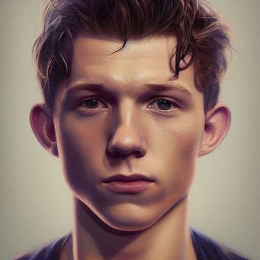 Tom Holland Portrait in Hyperdetailed Digital Art