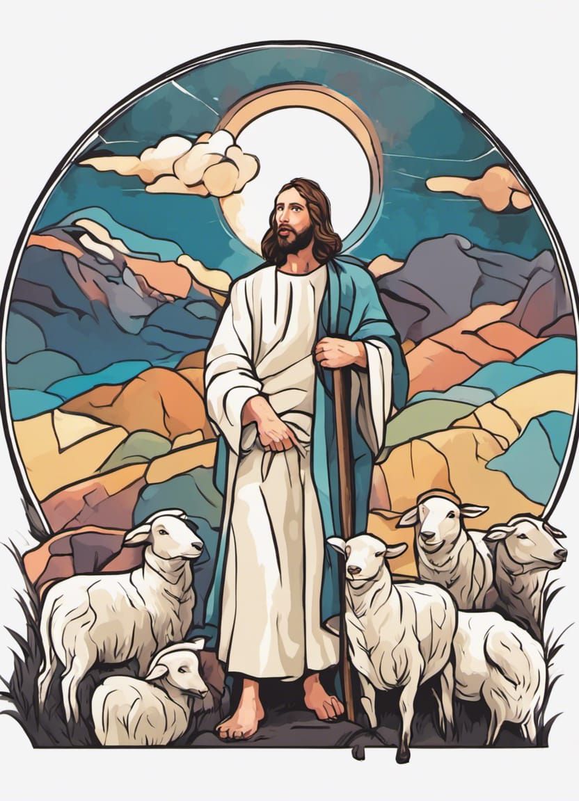 Vibrant Illustration: Jesus, the Good Shepherd