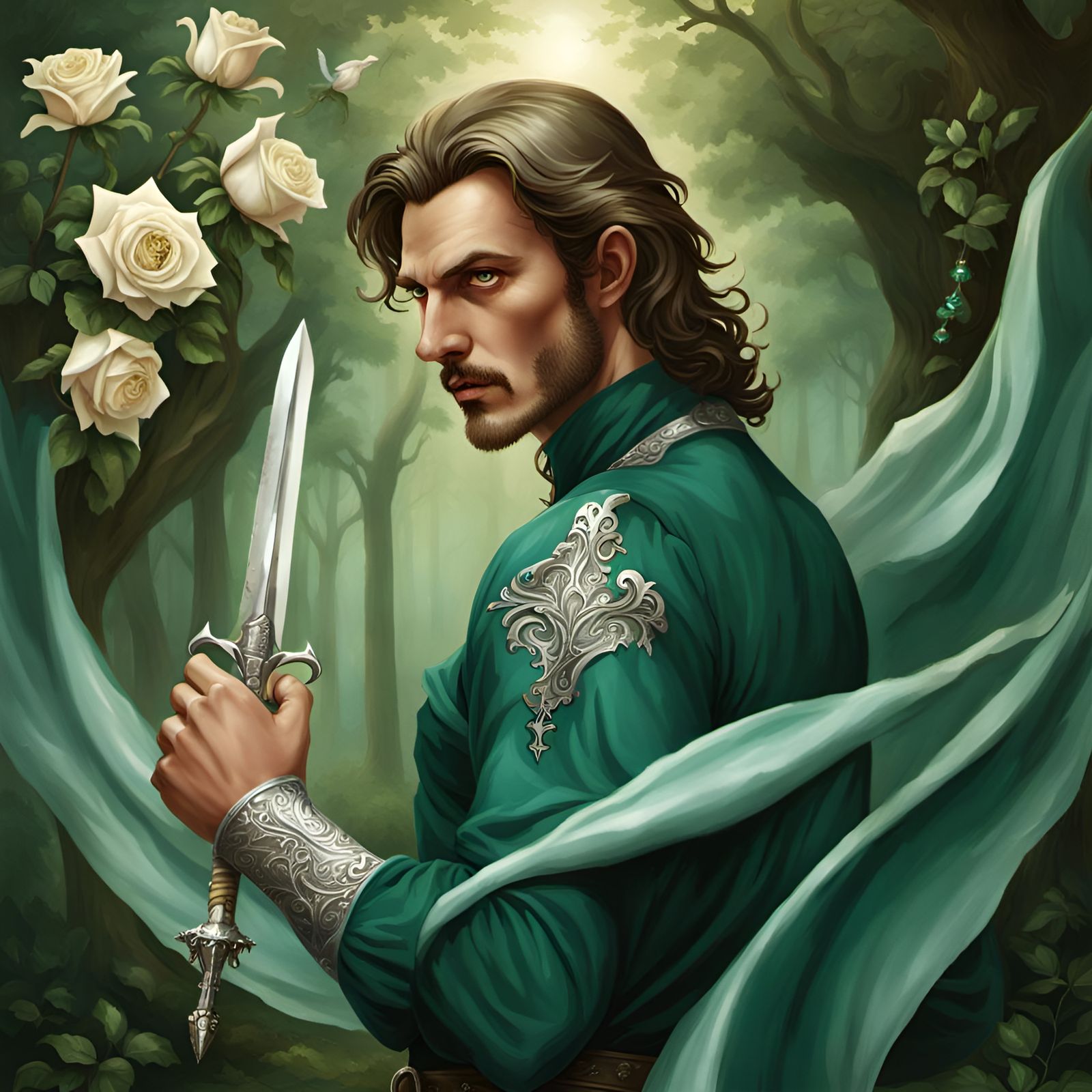 White roses, black doves