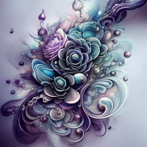 Peonies Made of Stars: Fantasy Concept Art