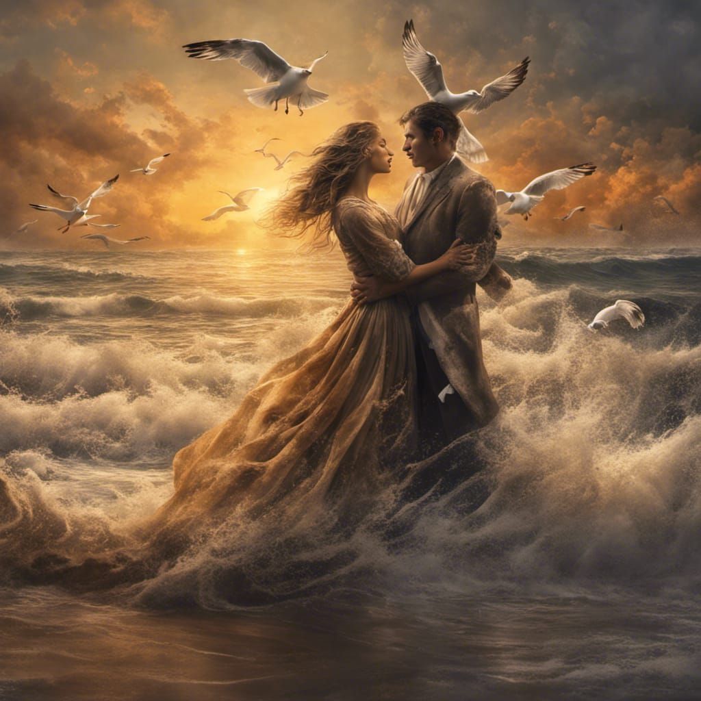Coastal Dance at Sunset: Fantasy Concept Art