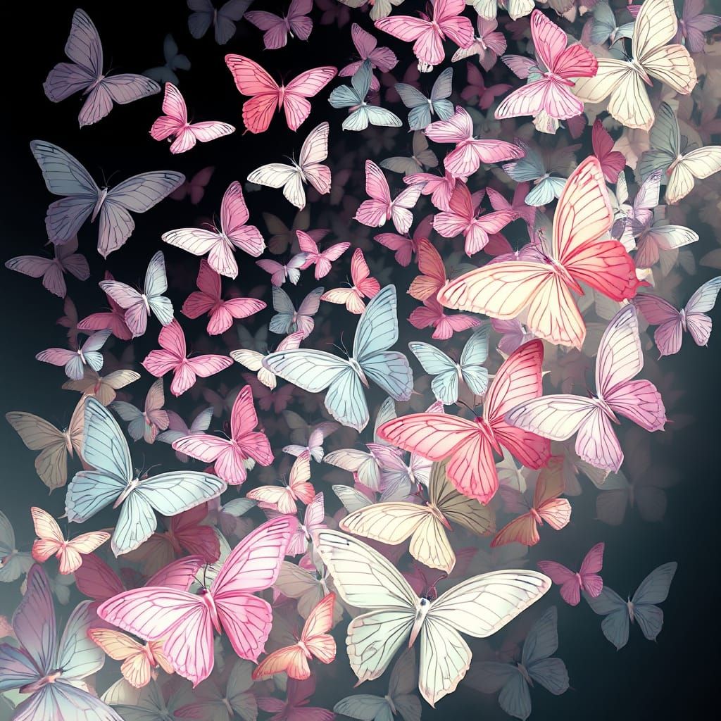 Ethereal Surrealist Butterflies in Pastel Hues
