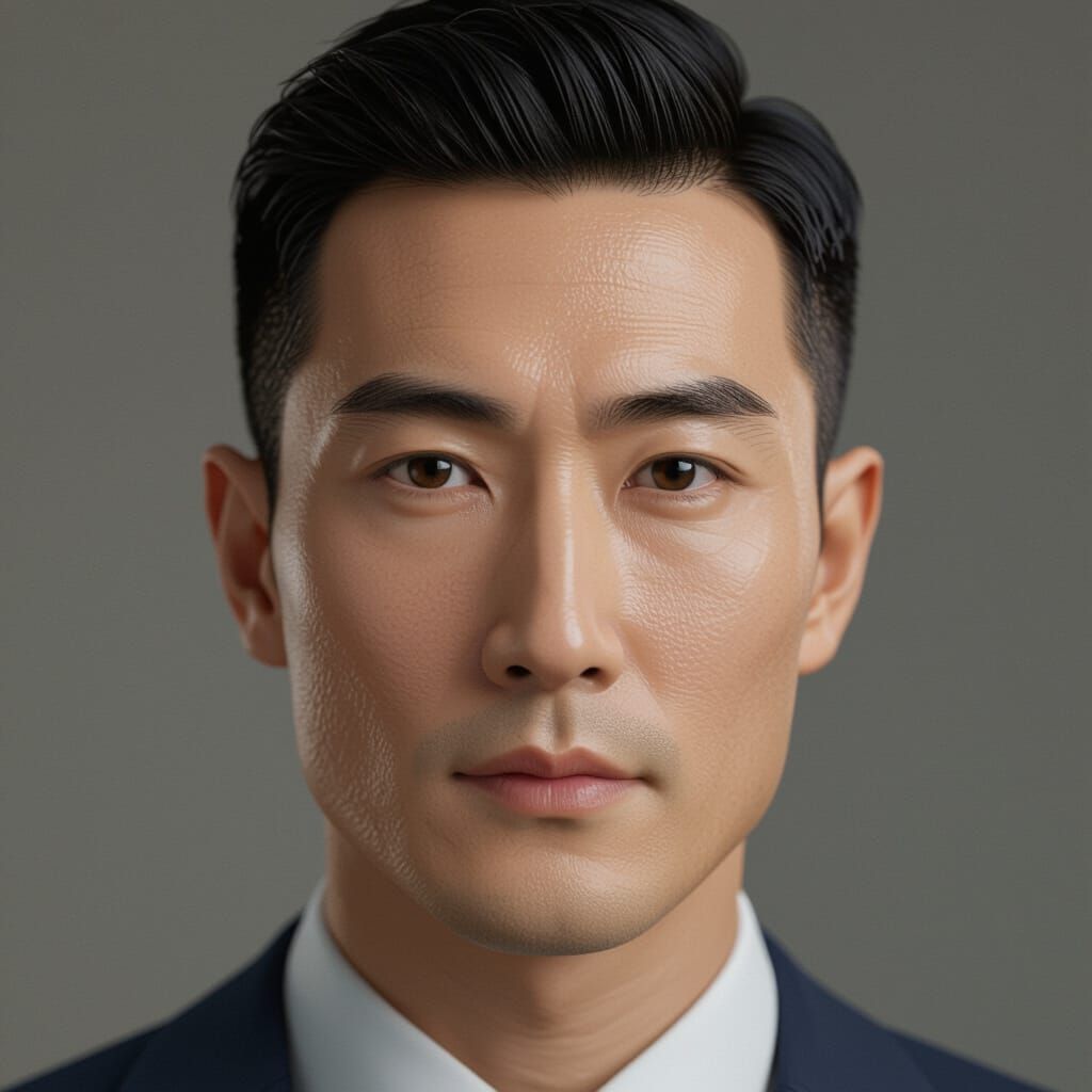 Handsome Chinese Man Portrait in Modern Suit