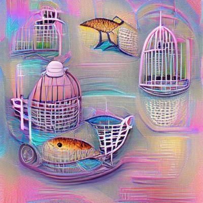 Fish Swimming in an Underwater Birdcage