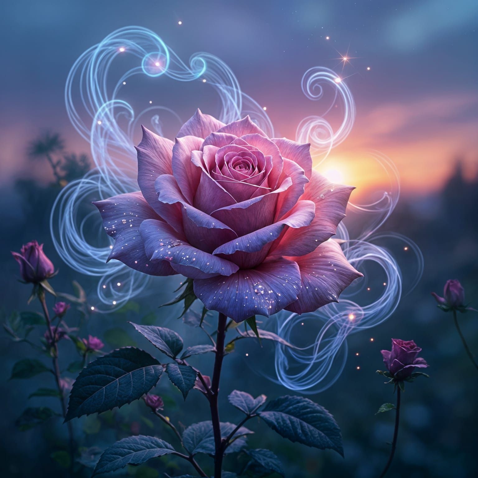 Gothic Rose at Dusk, Cosmic Illustration