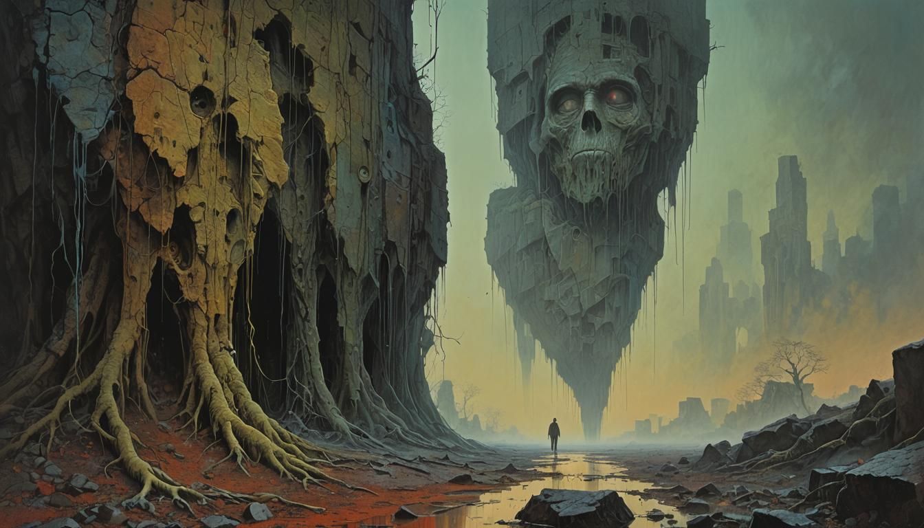 Abstract Graffiti Art Masterpiece by Gurney, Beksinski, Pott