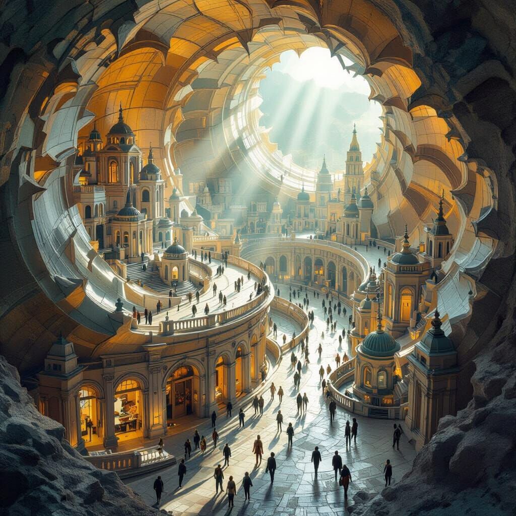 Cityscape Inside Giant Nautilus Shell