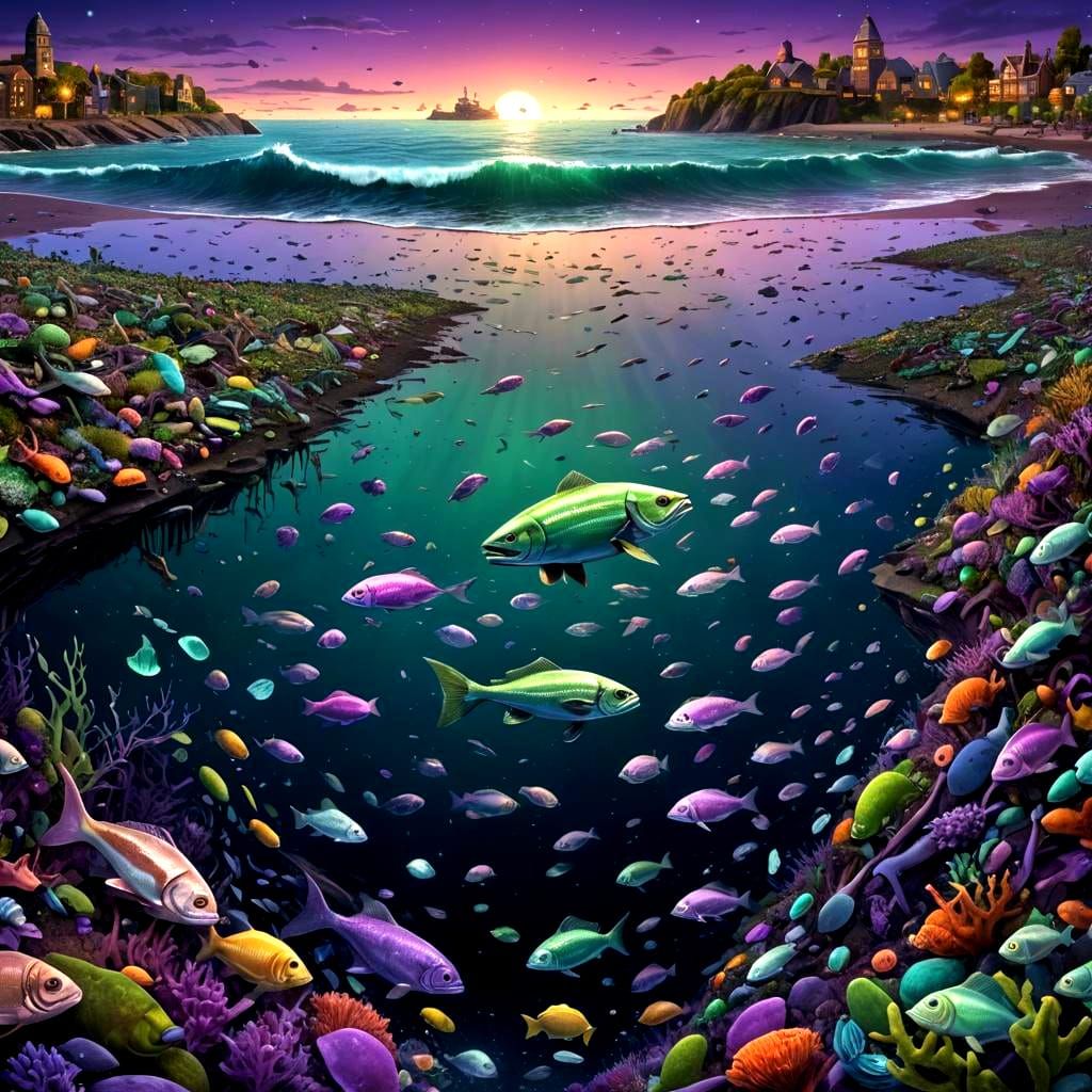 Ocean Pollution: A Stark Contrast in Digital Art