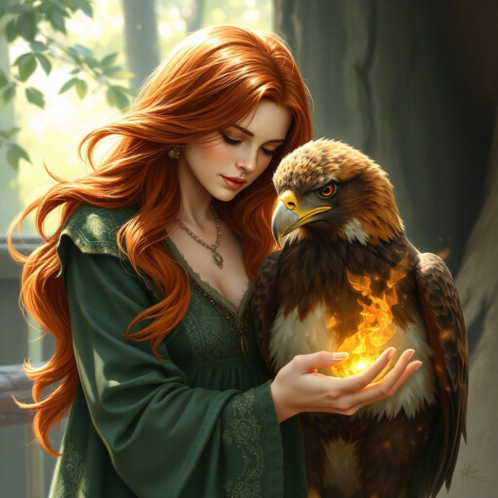 Gentle Beast Mistress Tends to Injured Eagle Companion
