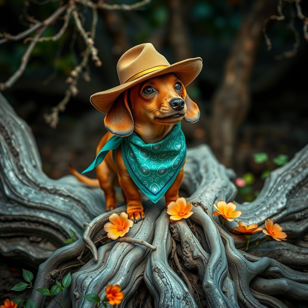 Dachshund Sheriff in Whimsical Fantasy Style