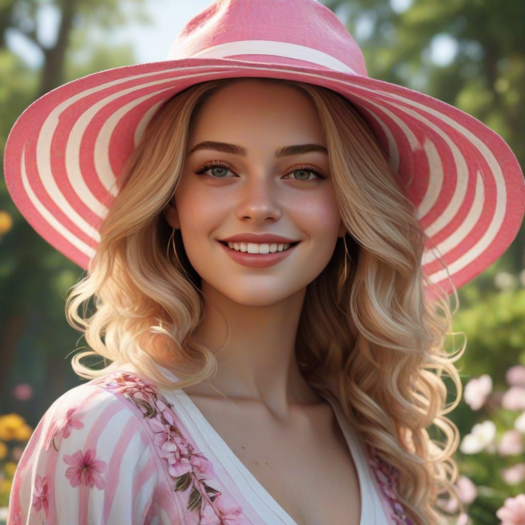 Cheerful Woman in Fantasy Art Style