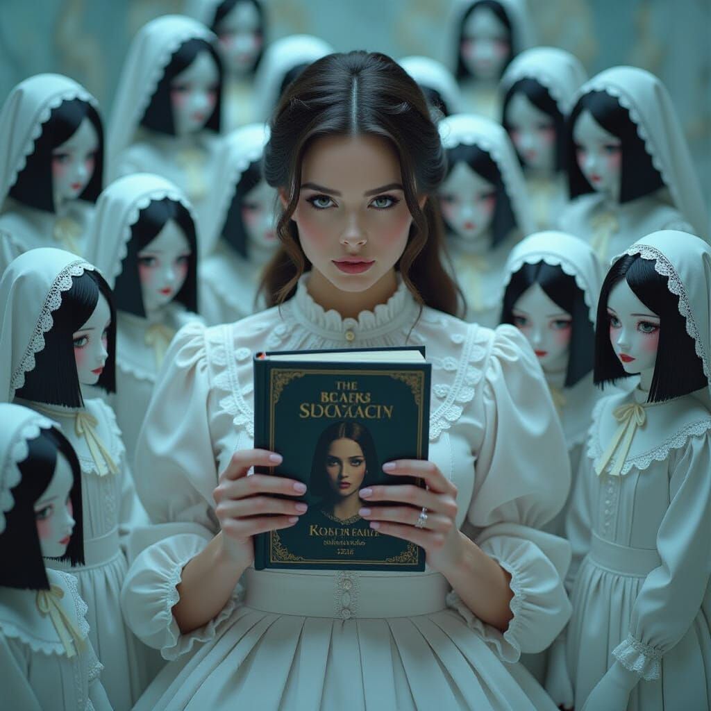 Eerie Paper Dolls with Woman and Book