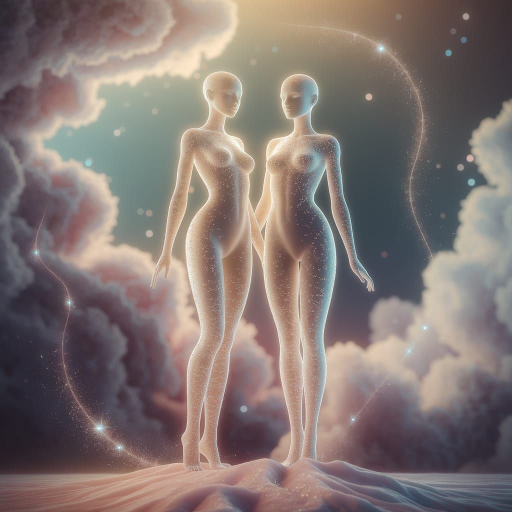 Ethereal Figures in a Cosmic Glow