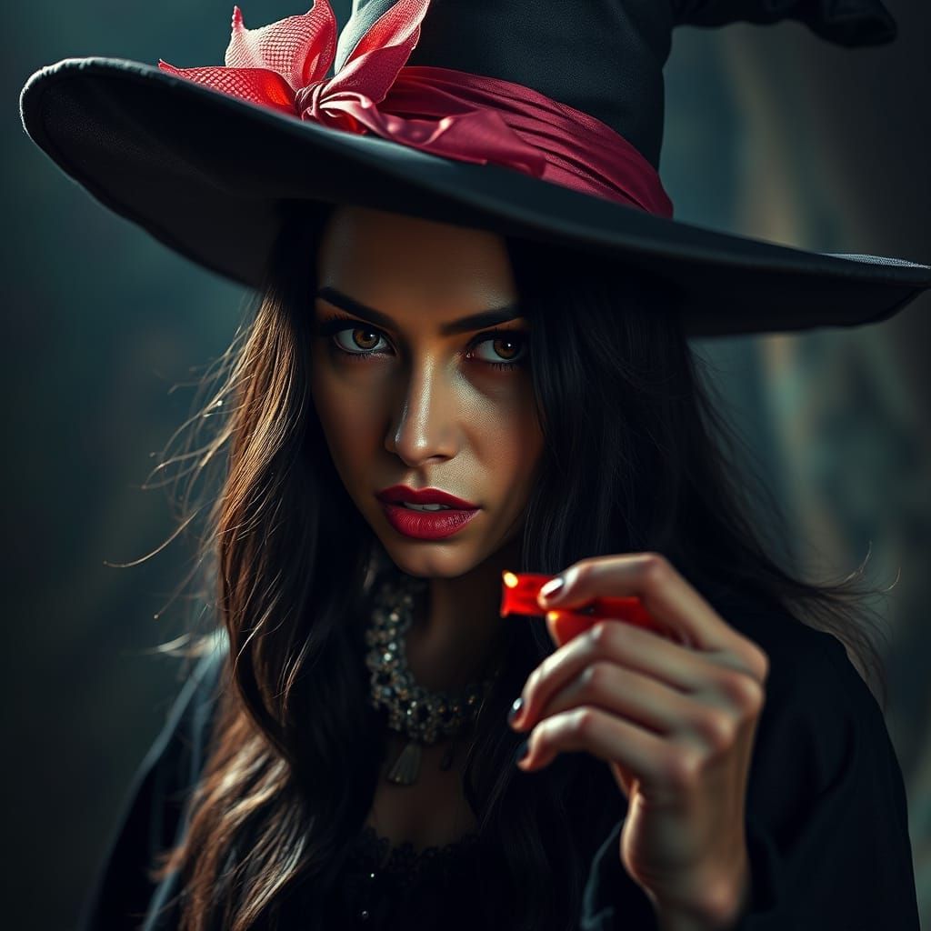 Sultry Latina Witch Revealed in Cinematic Hyperrealism