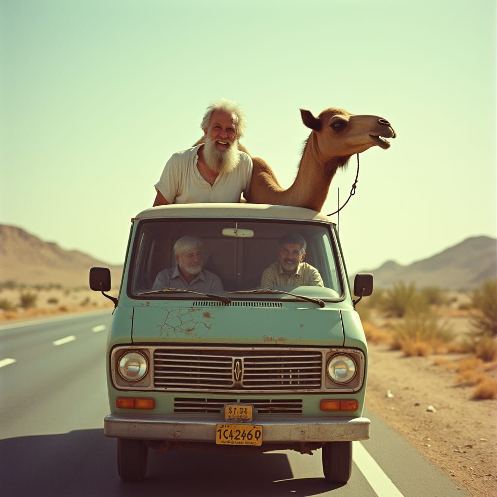 1970s Arabic Highway Van with Surprised Camel