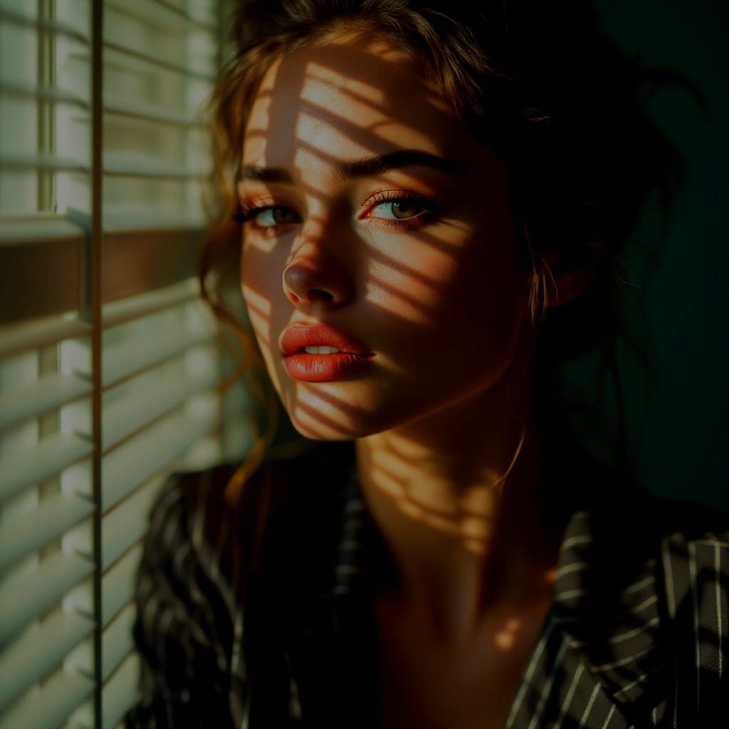 Woman in Warm Afternoon Light with Soft Shadows