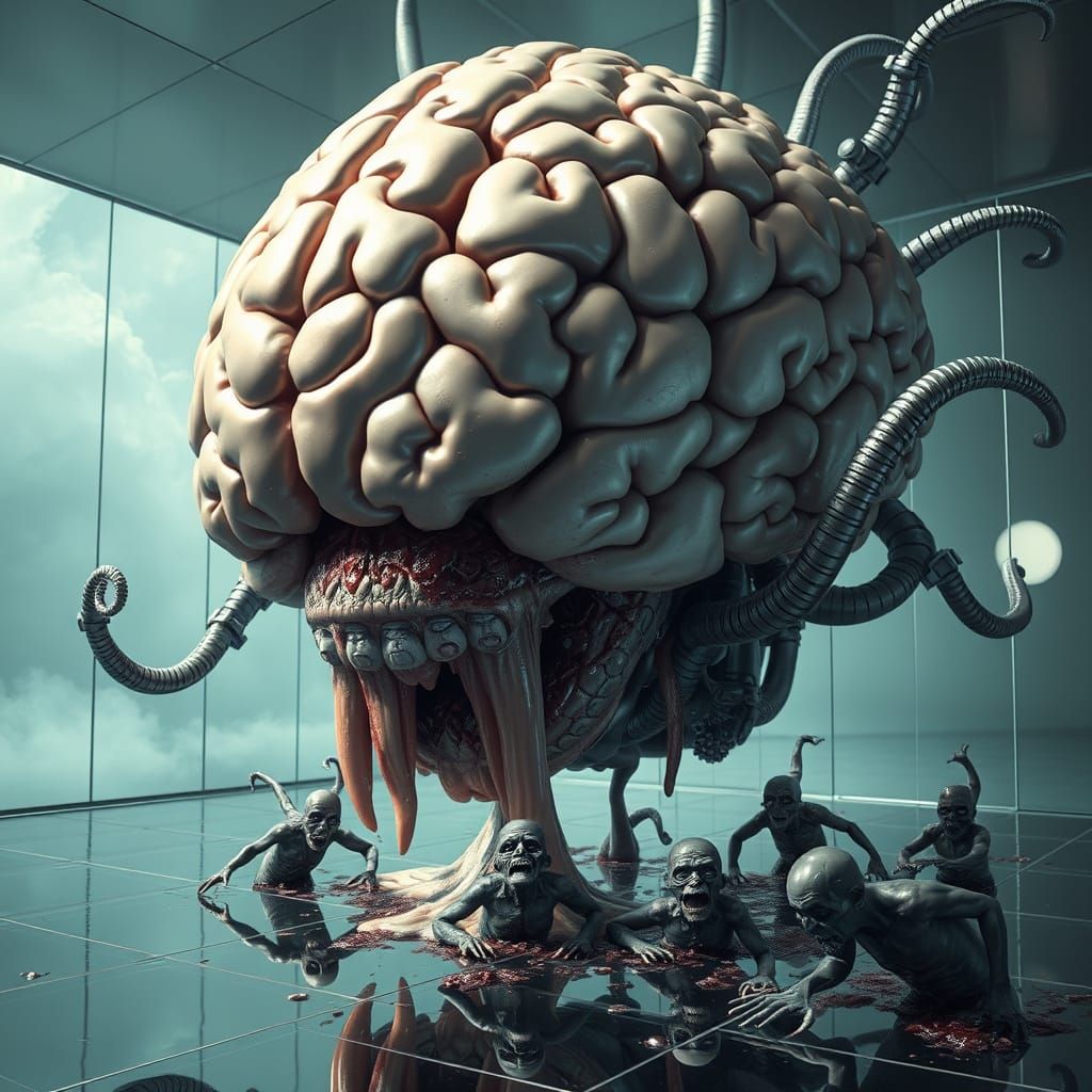 Giant Robot Brain Pops Zit, Zombies Emerge