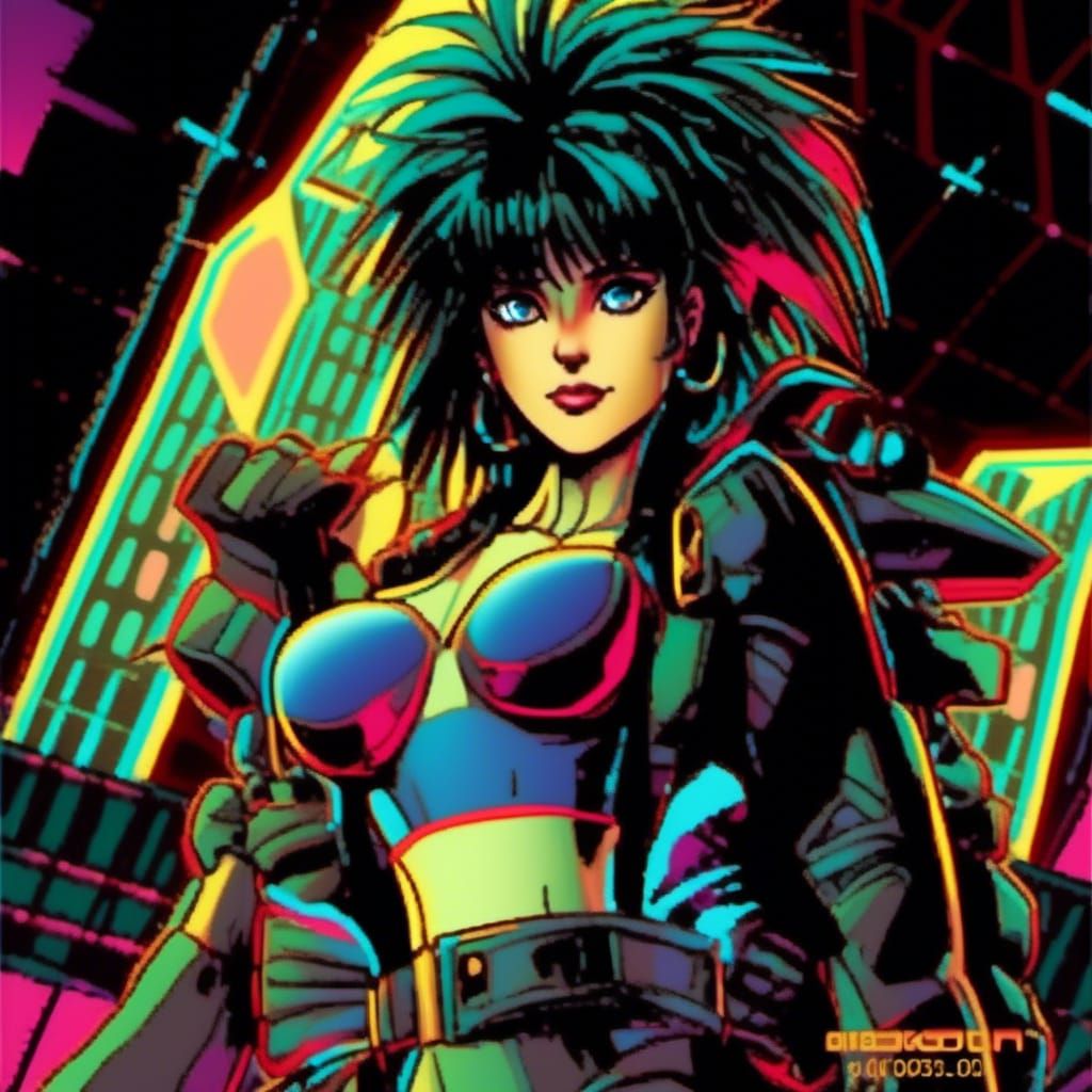 Steampunk Bodybuilder Portrait in Retropunk Style