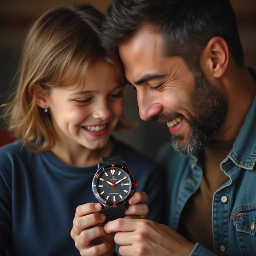 Young Boy Surprises Father with Sports Watch