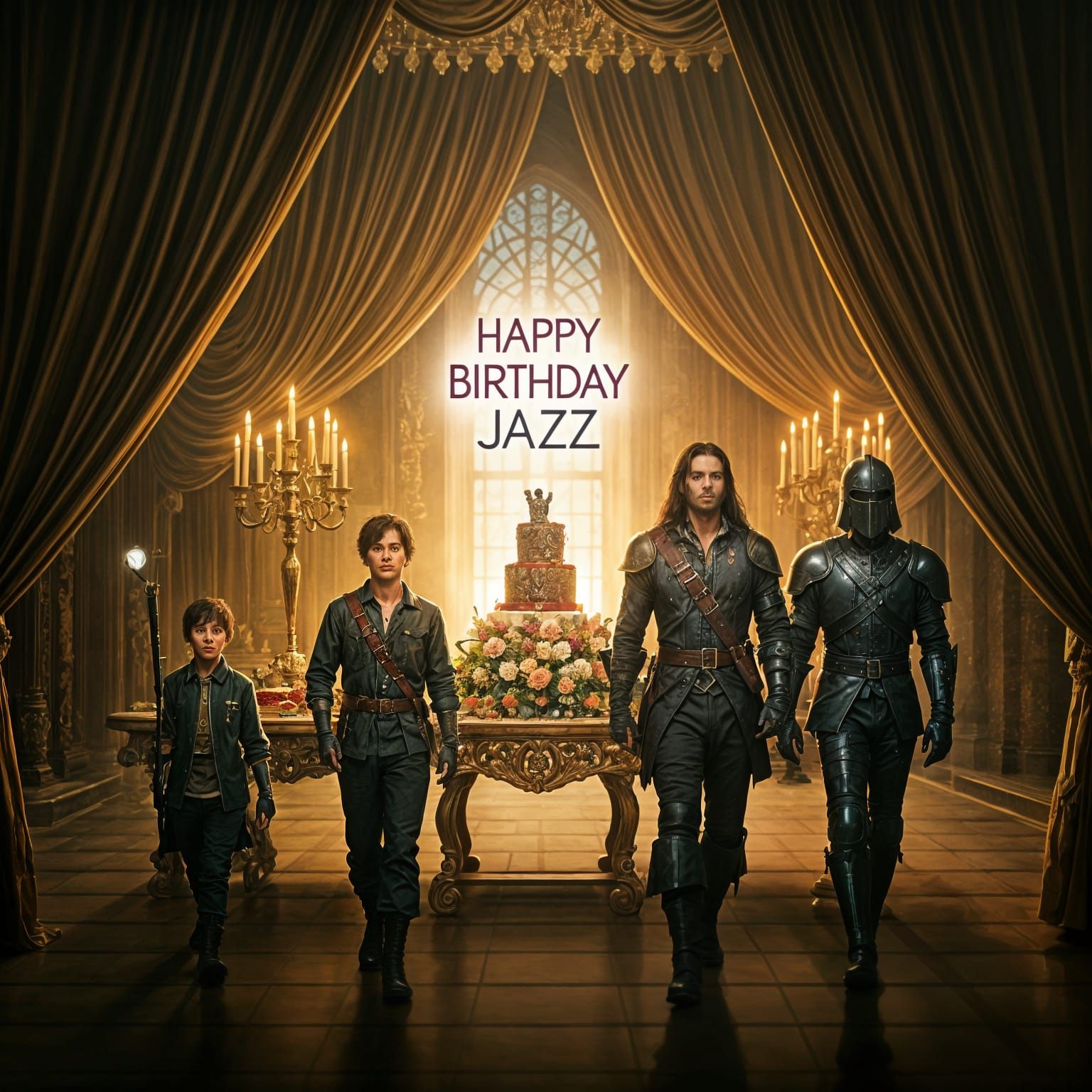 Dramatic Celebration at a Lavish Queen's Table with a Glitte...