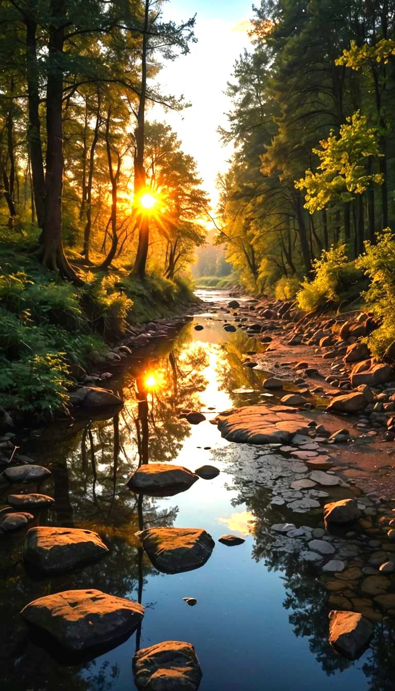 Tranquil River Reflecting Landscape