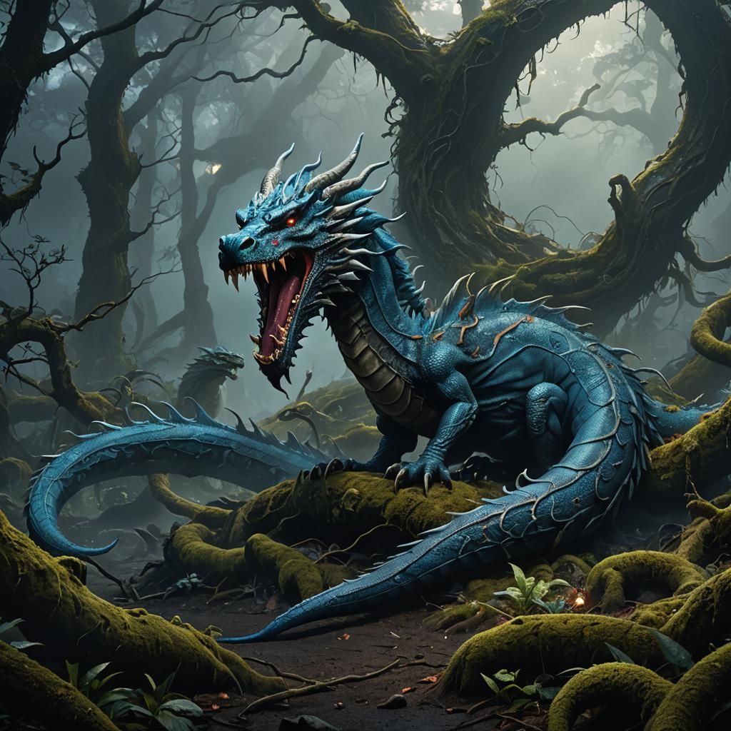 Parasite-Infested Behir in a Dark Forest