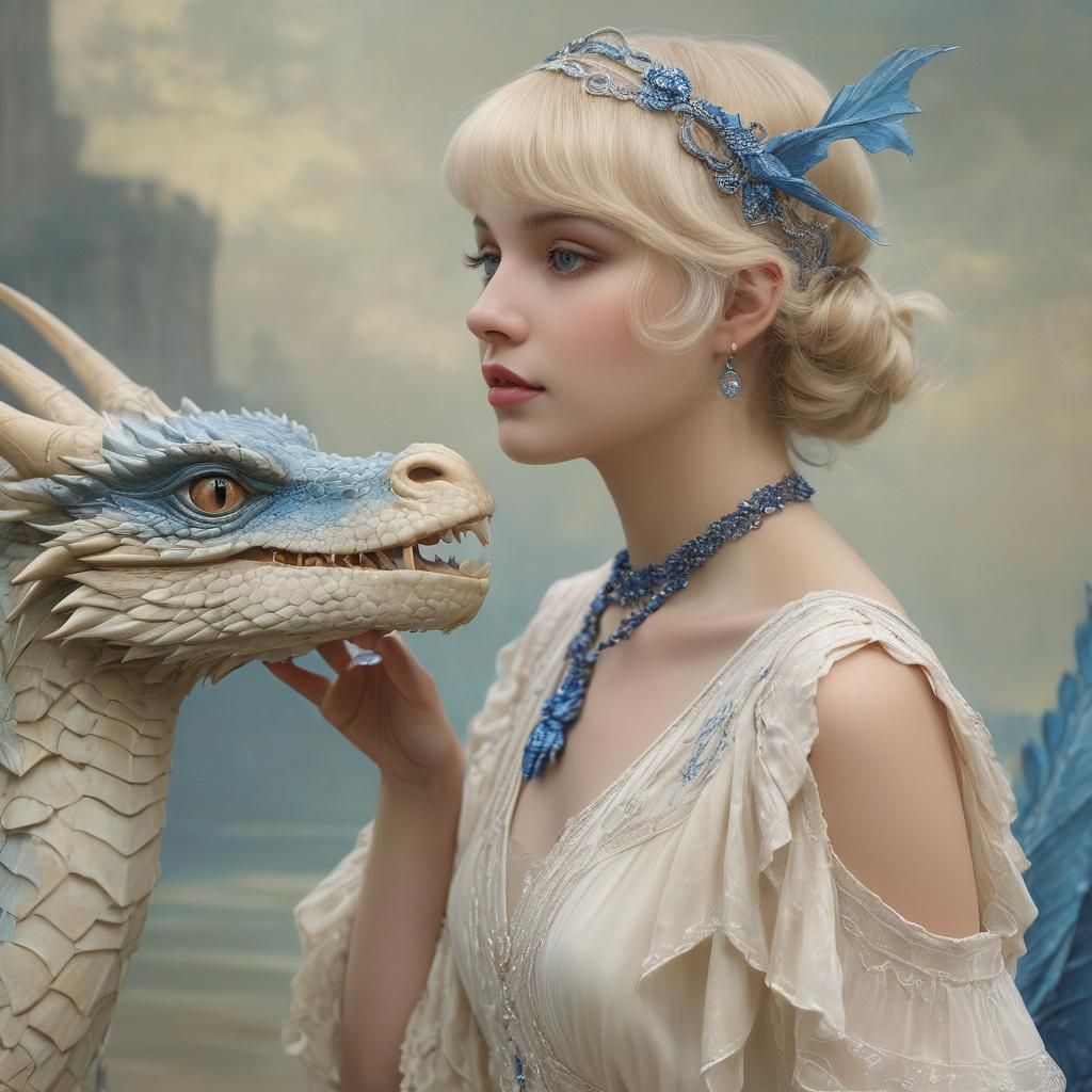 Flapper and Dragon in Fairytale Style
