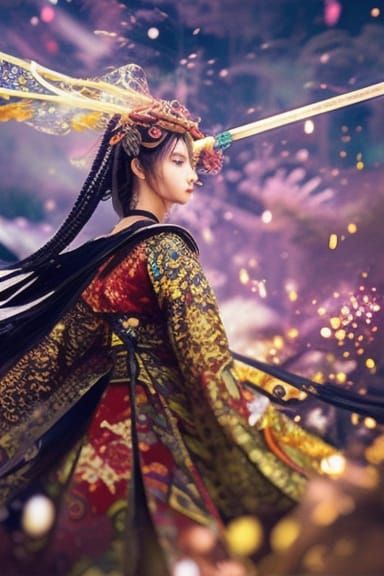 Hyperdetailed Rococo Samurai in a Starry Galaxy