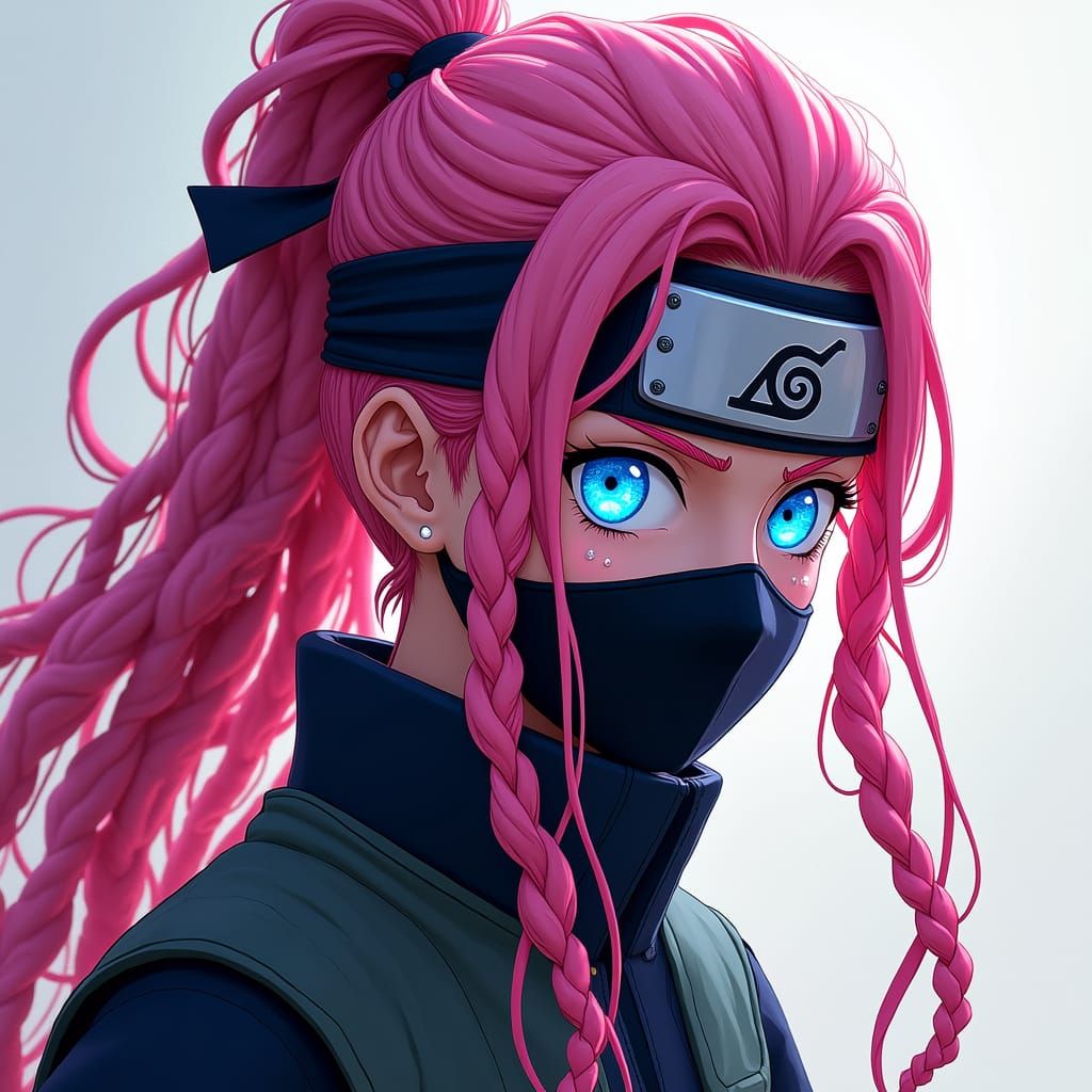 Ninja with Pink Dreadlocks in Naruto Style