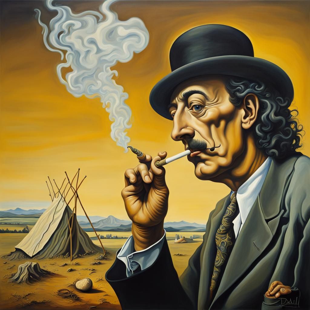 Surreal Woodstock Hashish Scene in Dali Style