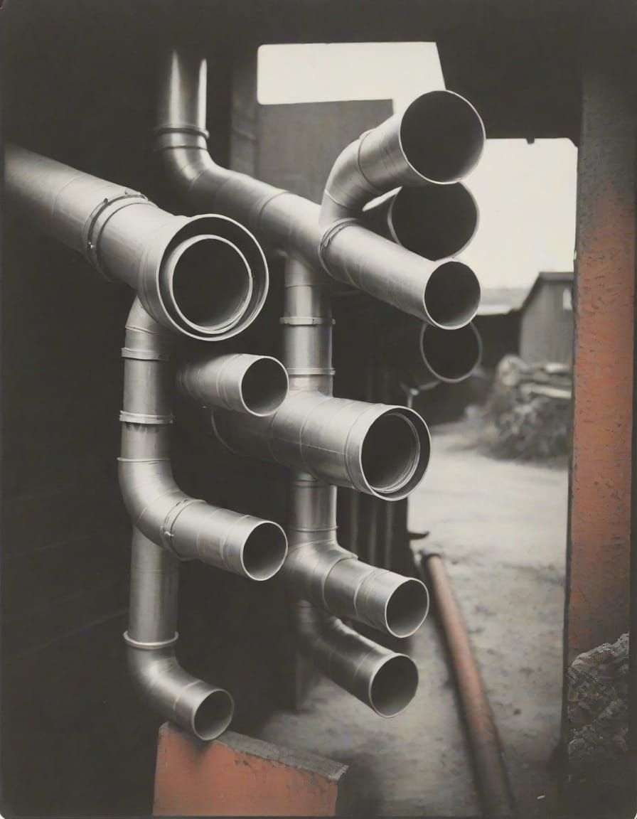 Photogravure Polaroid of Industrial Pipes