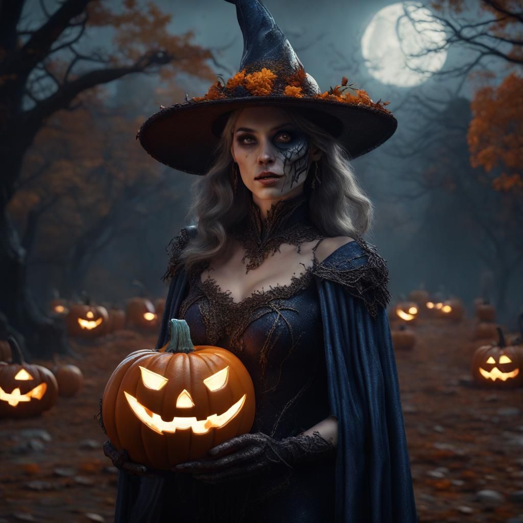 Halloween Portrait in Detailed Matte Painting Style