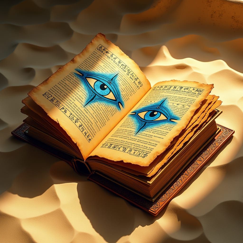 Ancient Egyptian Book with Eye of Horus Illustration