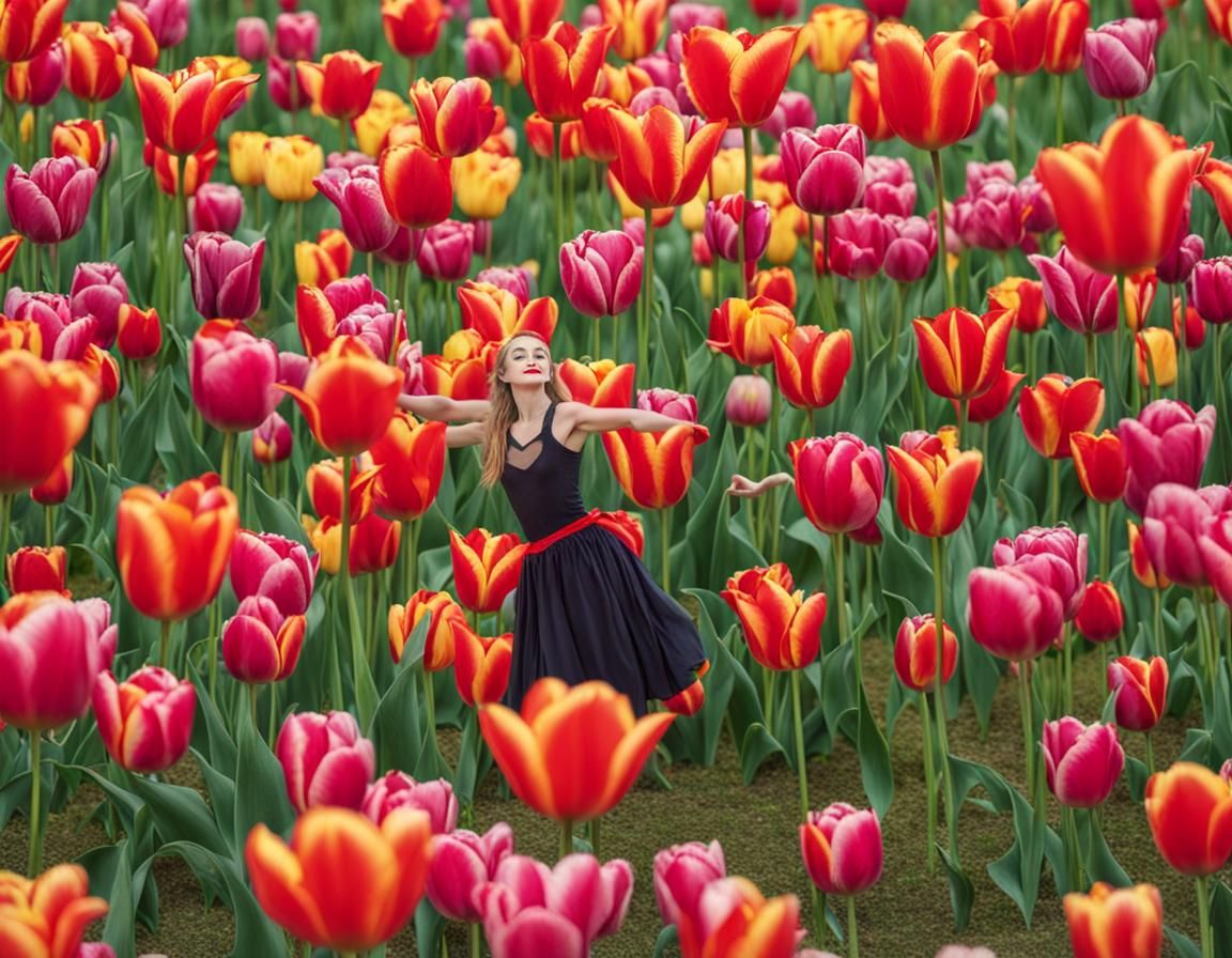 Dancing Witch in a Tulip Field