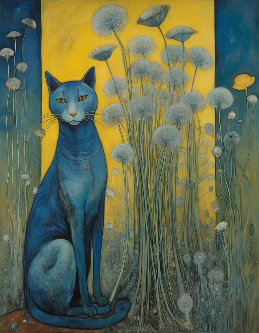 Beksiński, Cat, Dandelions. 😼