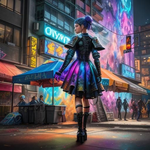 Cyberpunk Food Truck in Sci-Fi Wonderland